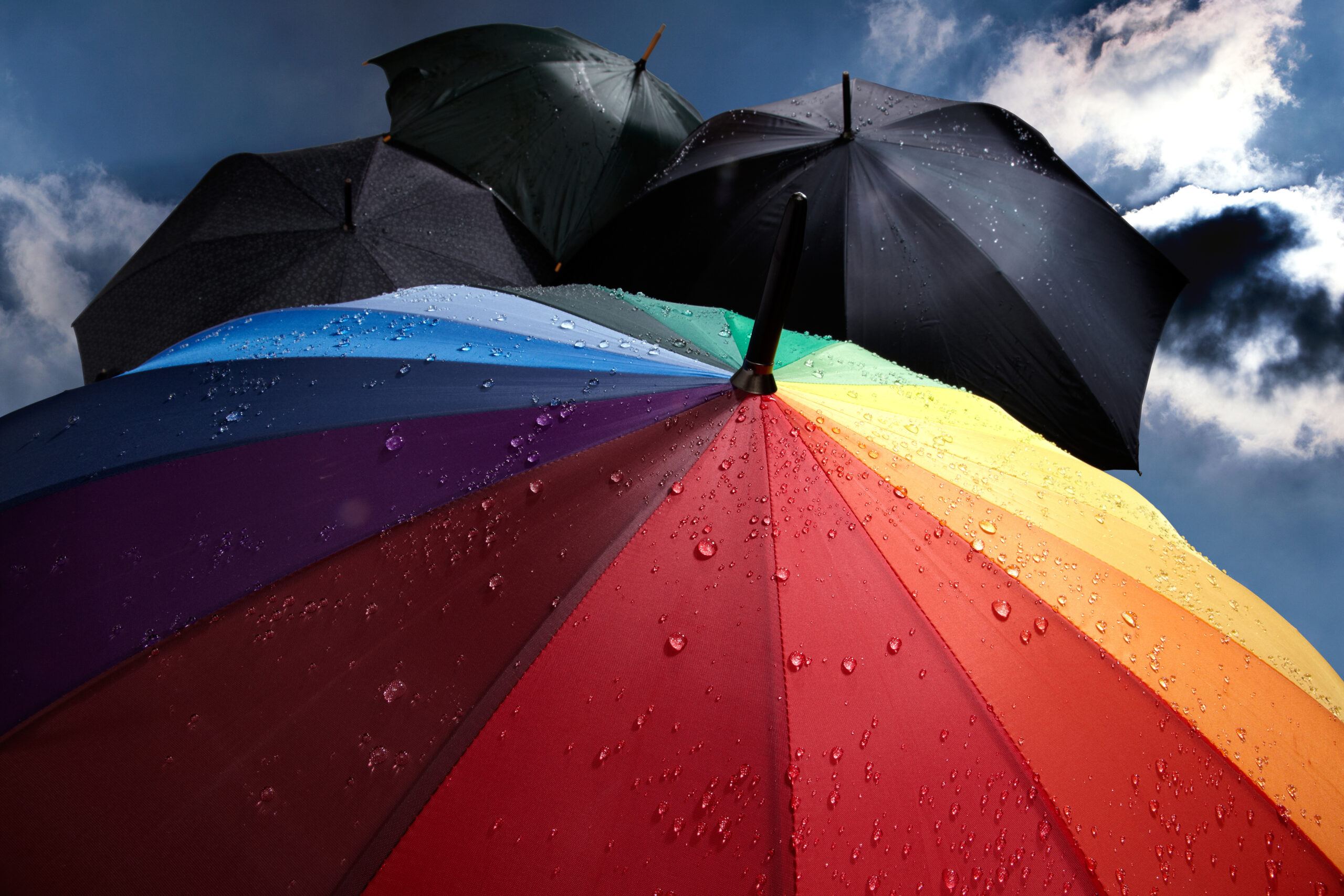Schutzschirm mit regenbogenfarben