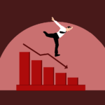 Mann auf einer roten Treppe nach unten - Atienkurs Wirecard